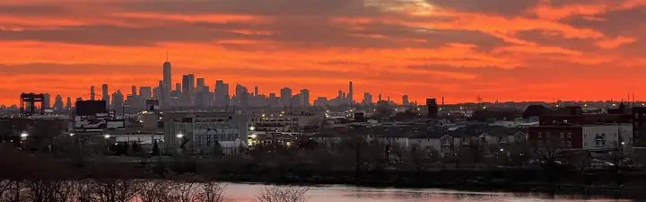 The Manhattan skyline at sunset