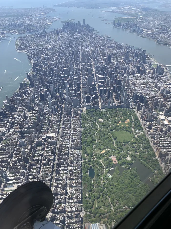 Central Park and Manhattan seen from a small airplane