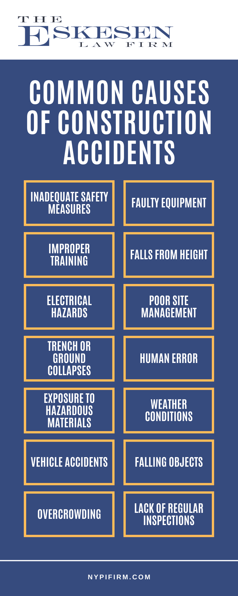 Common Causes Of Construction Accidents Infographic